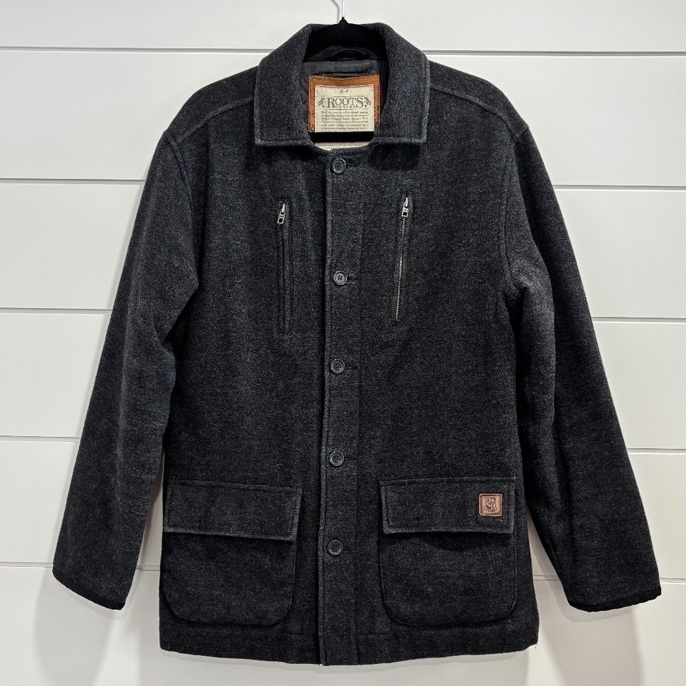 Vintage Roots men's wool blend button up jacket with quilted lining size small